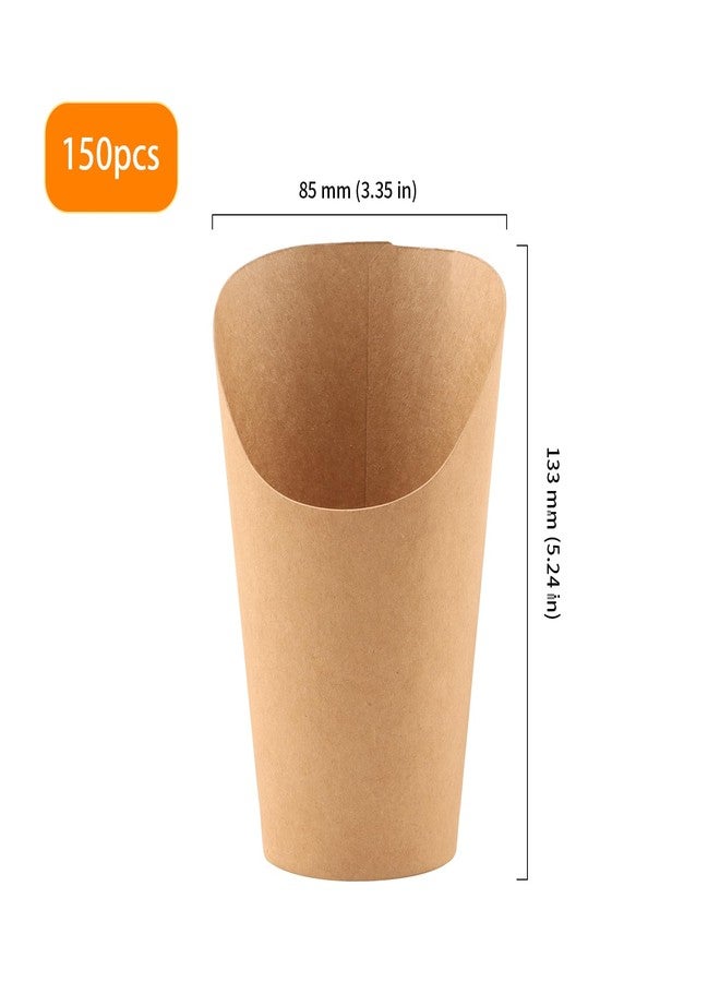 HOIGON 150 PCS 16oz French Fry Cups, Disposable French Fries Holder Brown Kraft Paper Charcuterie Cup, Appetizer Cups for Waffle Paper Cones Popcorn Ice Cream Holder - Image 2